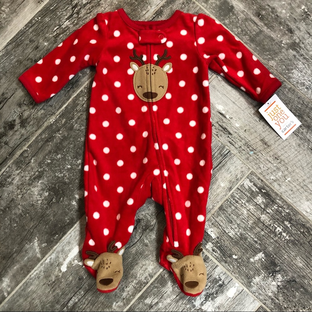 NWT fleece footed zip up pajamas, size newborn